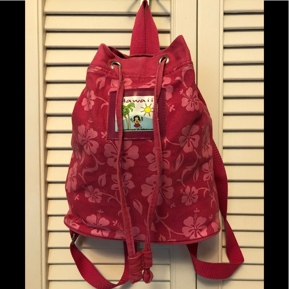 Girl’s pink tropical pattern beach backpack - Picture 1 of 7